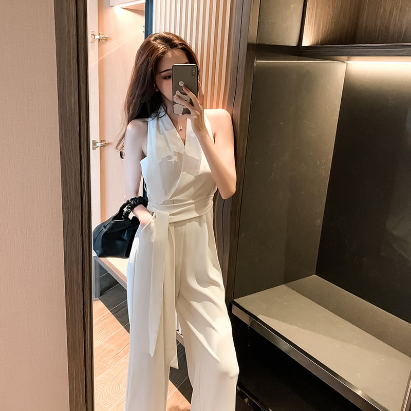 Trendy Women's Wide Leg Pants Overalls Suit