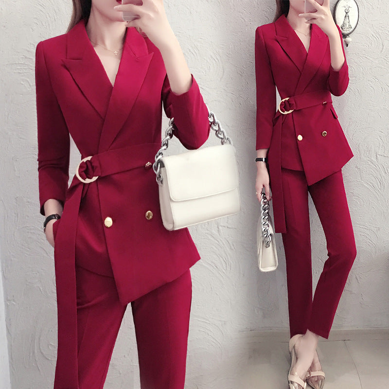Stylish Red Suit Set for Women with Long Pants