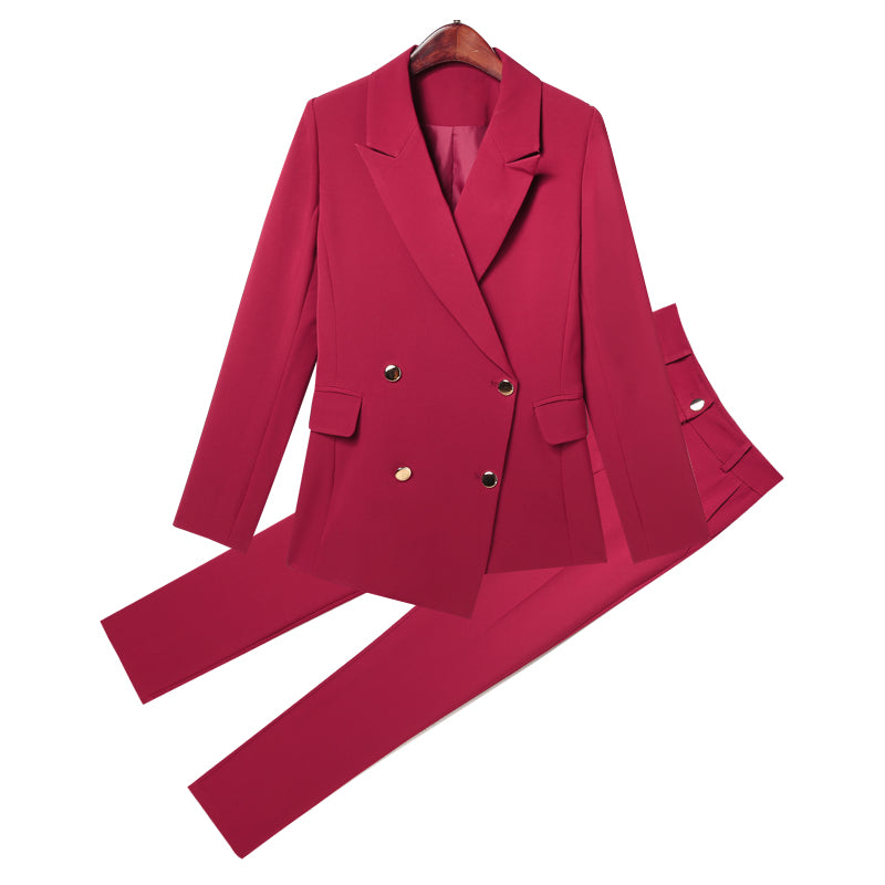 Stylish Red Suit Set for Women with Long Pants