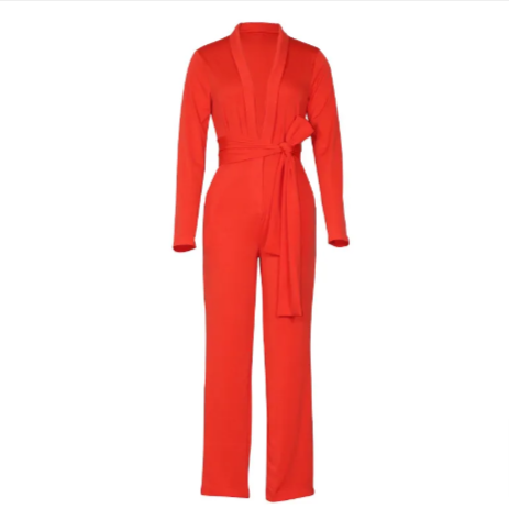 Casual Tie-Waist Pants Suit