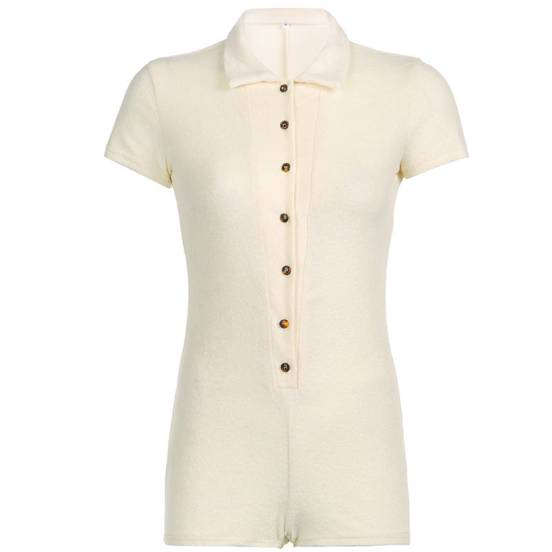 Summer 2023 Women's Casual Pink Button Romper