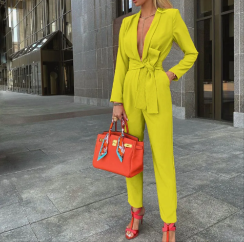 Casual Tie-Waist Pants Suit