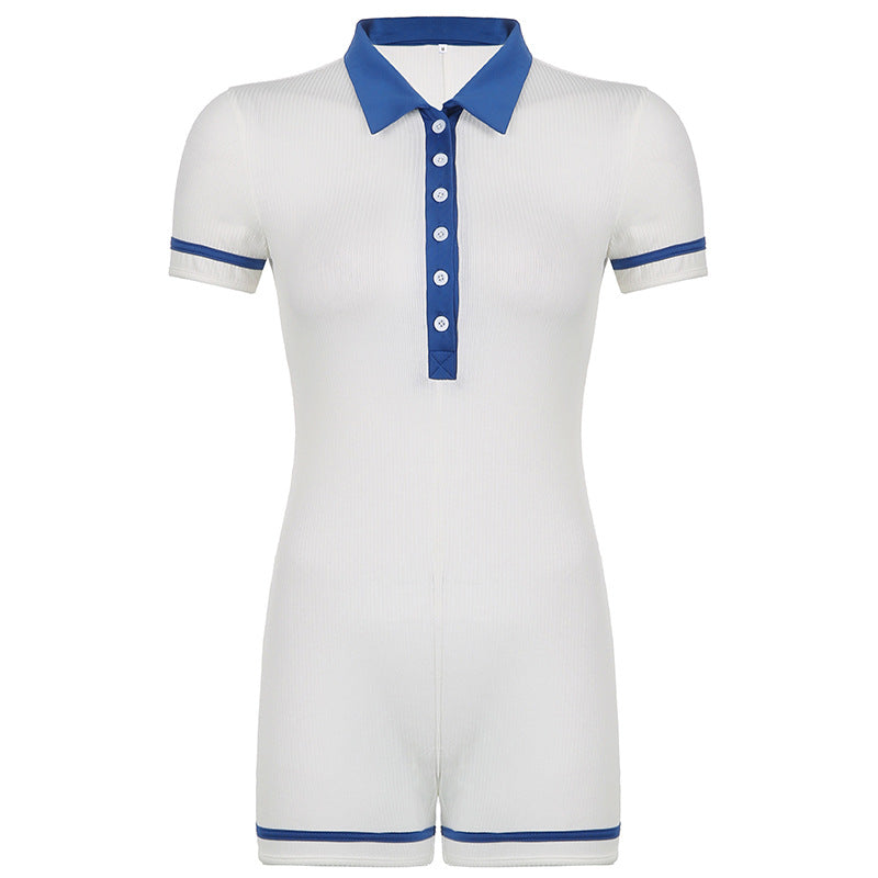 Summer 2023 Women's Casual Pink Button Romper